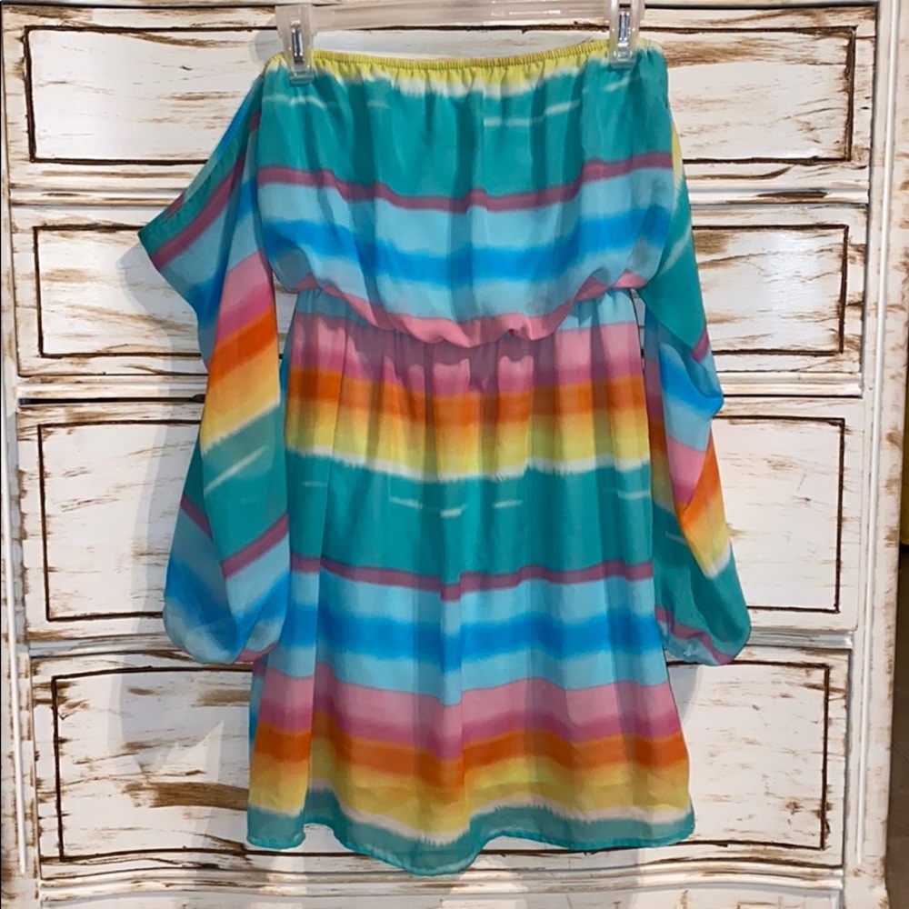 Women’s off shoulder rainbow dress